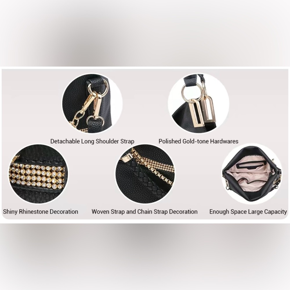 Stylish Light Blue Handbag with Gold Accents - Picture 15 of 15